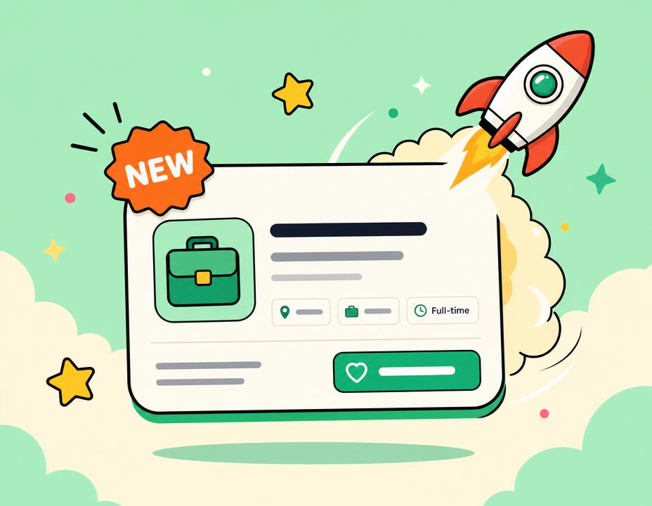 Rocket launching over fresh job listings